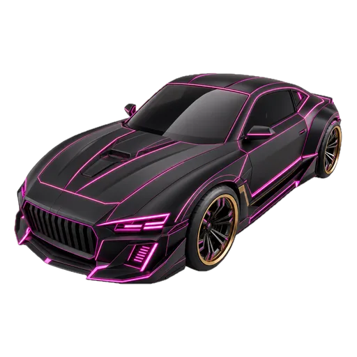 Neoninis rožinis automobilis