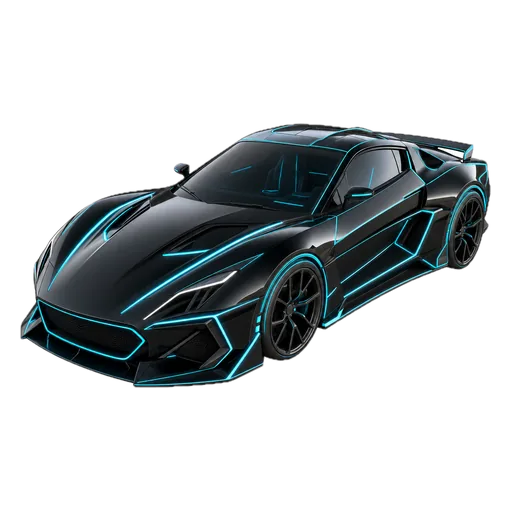 Neoninis mėlynas automobilis